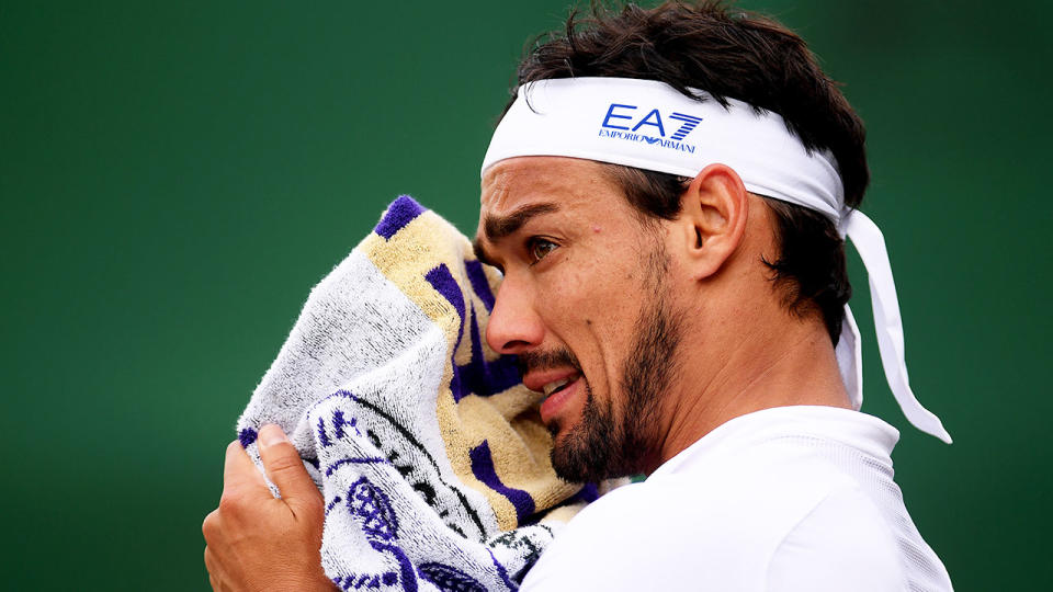 Italy's Fabio Fognini let fly with a massive tirade during his third-round loss at Wimbledon. (Photo by Laurence Griffiths/Getty Images)