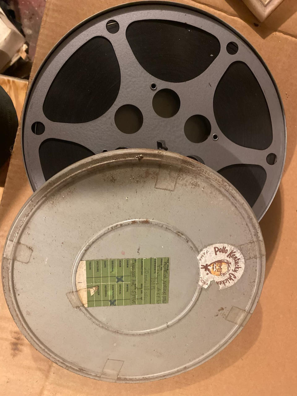 A reel of unseen footage found in Colonel Sanders's home Blackwood Hall. (Courtesy Morgan Hancock)