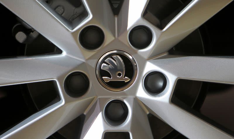 FILE PHOTO: A logo is seen on a wheel of a Skoda Octavia car after a presentation of the company's annual results in Mlada Boleslav