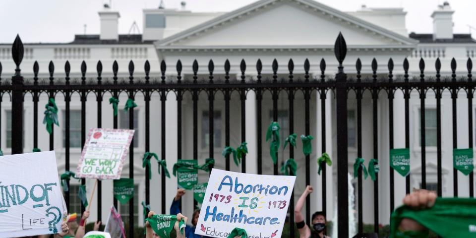Abortion rights advocates protest outside the White House