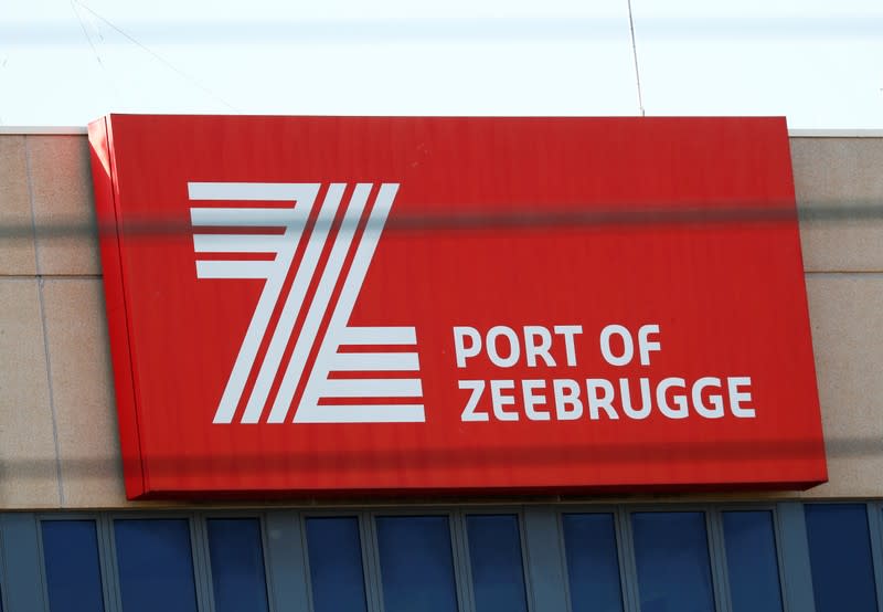 General view on a logo of the port of Zeebrugge