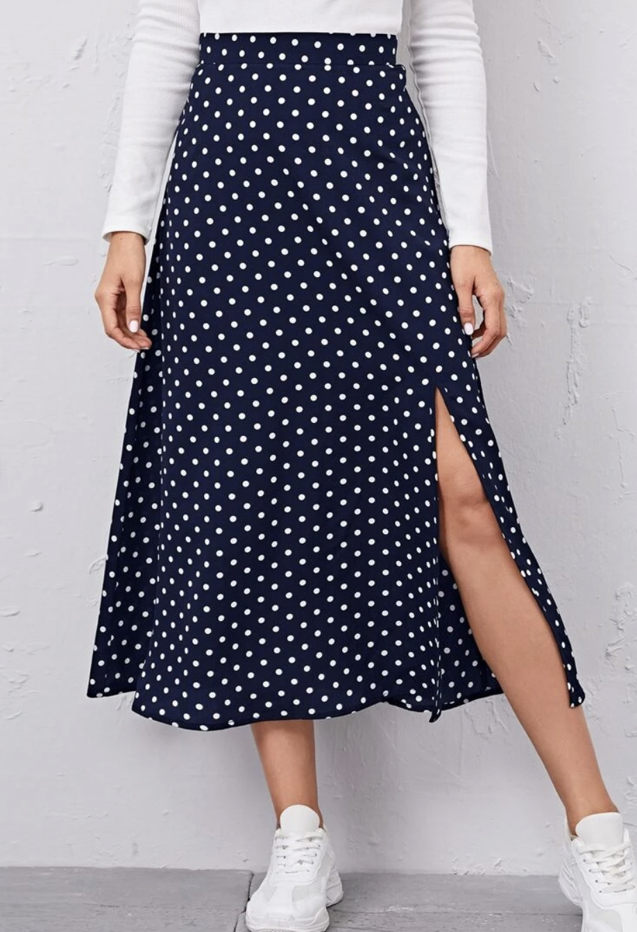 Shein Polka Dot Split Side Skirt, $10.95,