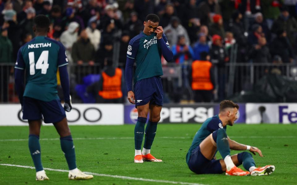 Eddie Nketiah, Gabriel and Ben White react to Arsenal's Champions League elimination.