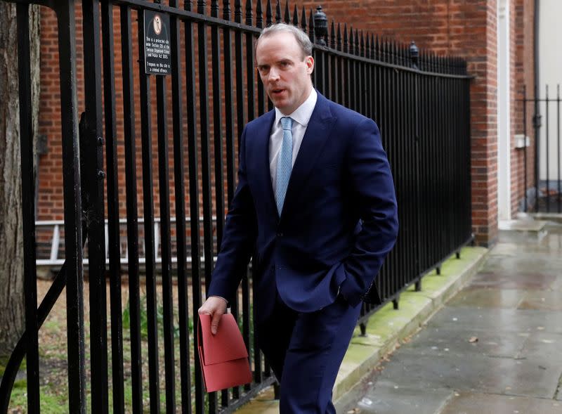 Members of Britain's cabinet meet at Downing Street in London