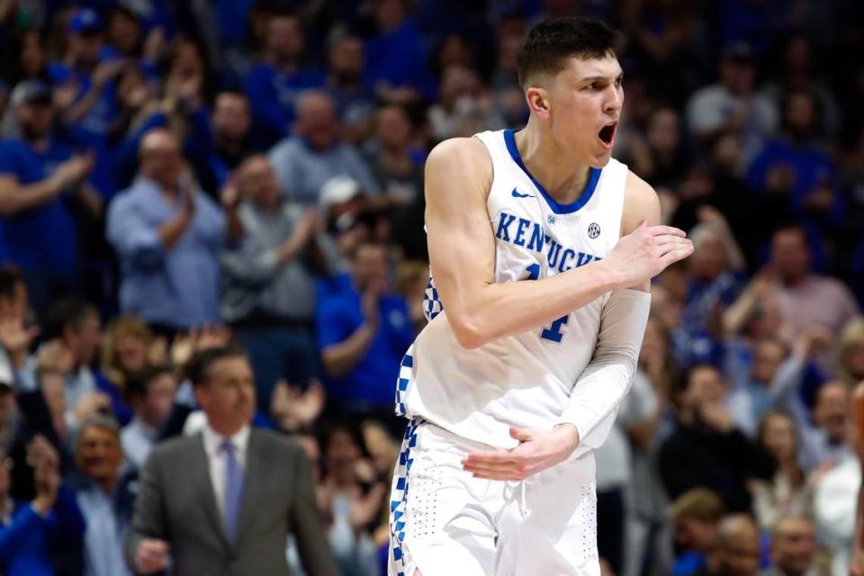 Tyler Herro averaged 14.0 points, 4.5 rebounds and 2.5 assists during his one season at Kentucky in 2018-19, when he started all 37 games in which he played.