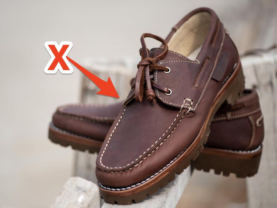 Pair of brown boat shoes.