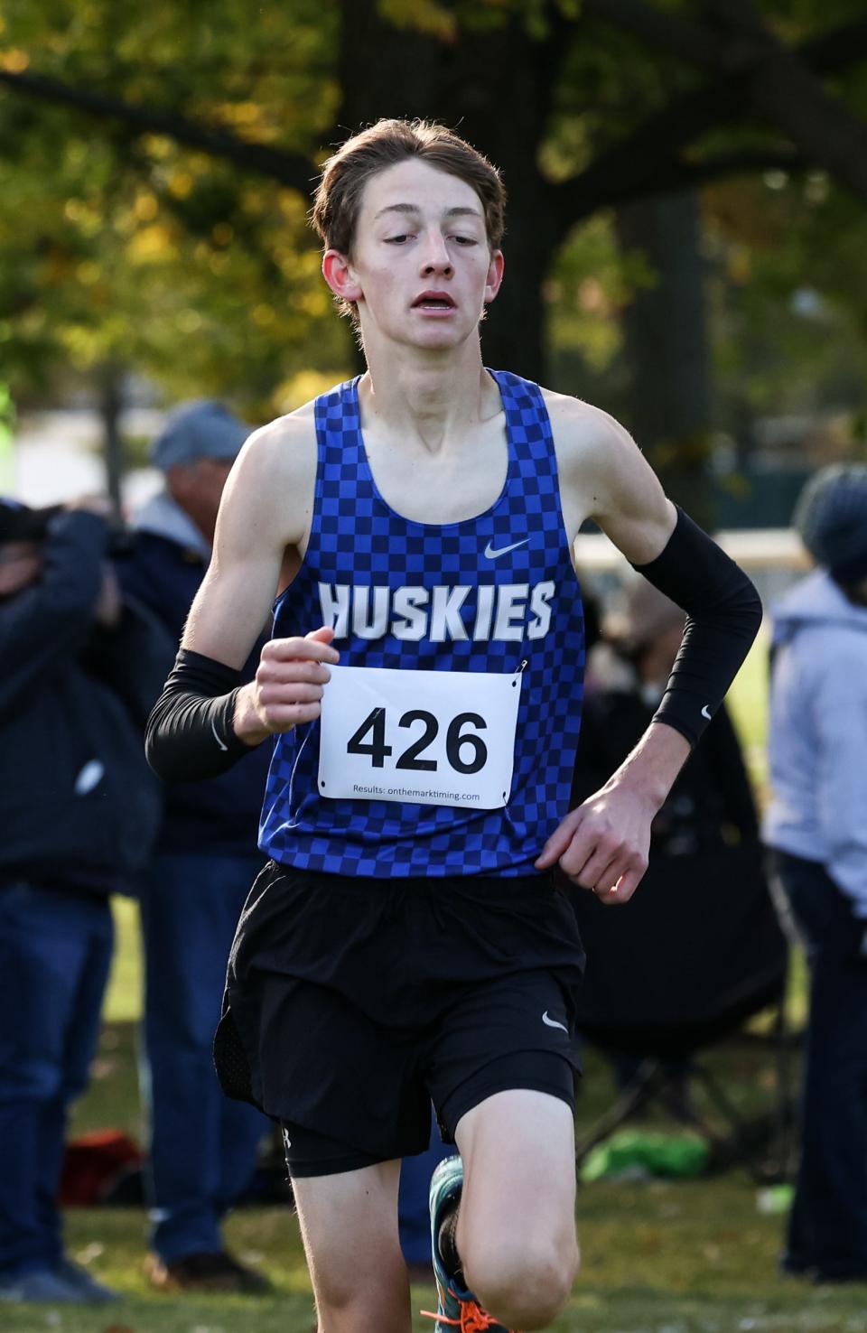 Northwestern's Kade Tegtmeier comes out the Orrville Park portion of the Wayne-Holmes Invitational.