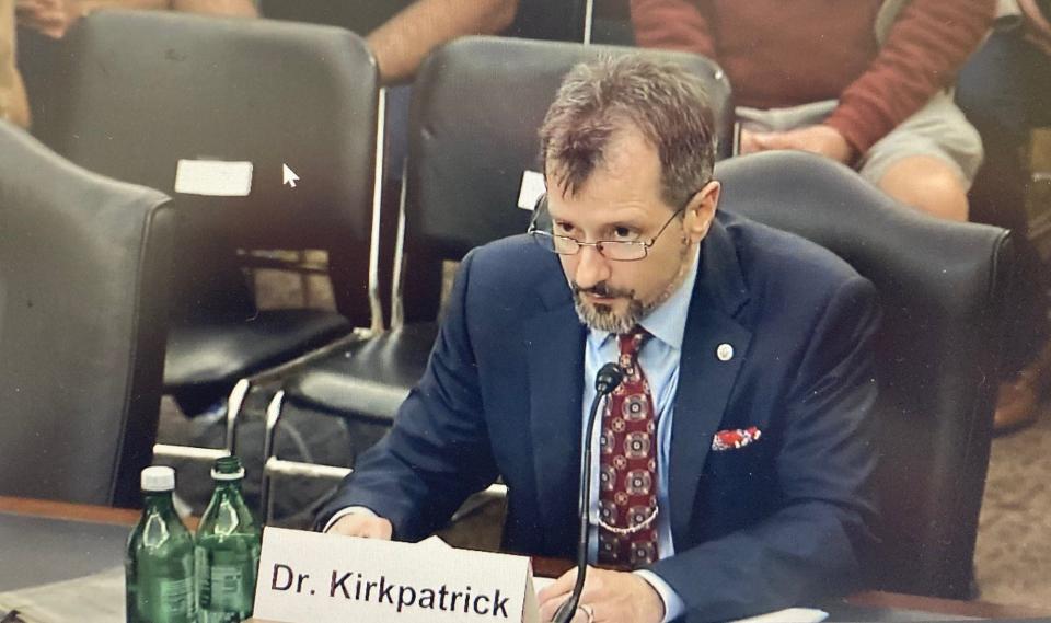 Dr. Sean M. Kirkpatrick, director of the All-domain Anomaly Resolution Office discusses his work Wednesday, April 19, before a Senate subcommittee.