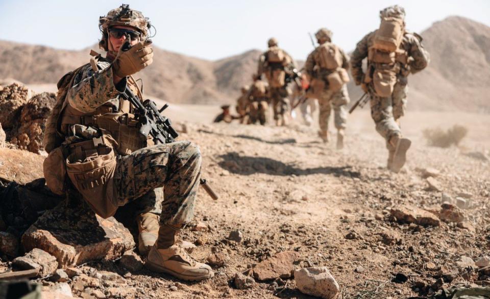 Marines with 3rd Littoral Combat Team, 3rd MLR, conduct a company-level combined arms training event on Feb. 9. (Sgt. Patrick King/Marine Corps)