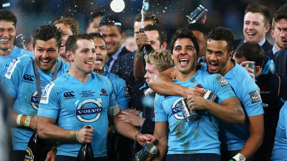 The NSW Waratahs, pictured here after winning the Super Rugby title in 2014.