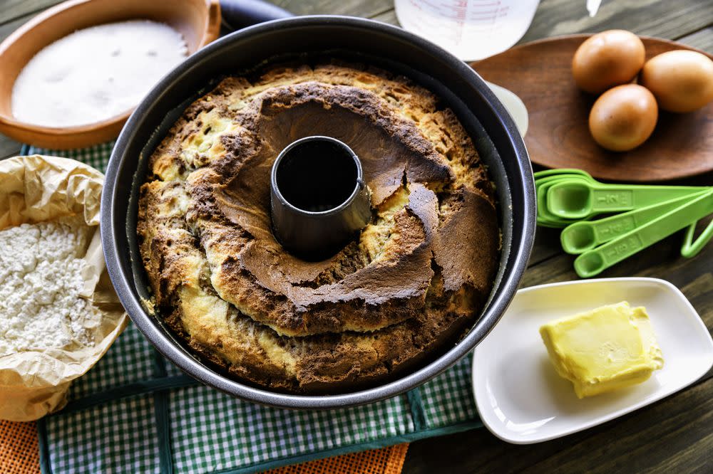 Artisanal home baked cake with ingredients