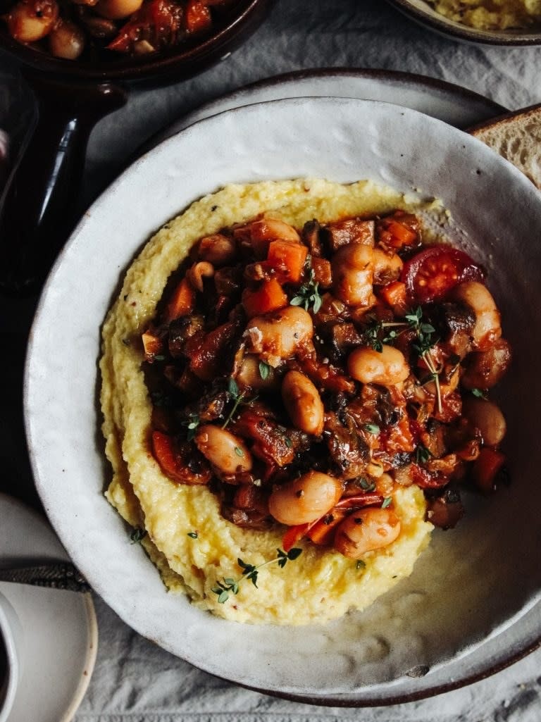 This hearty main just happens to be totally vegetarian, but you'd probably never realize.Recipe: Mushroom and Butter Bean Ragu With Cheesy Polenta