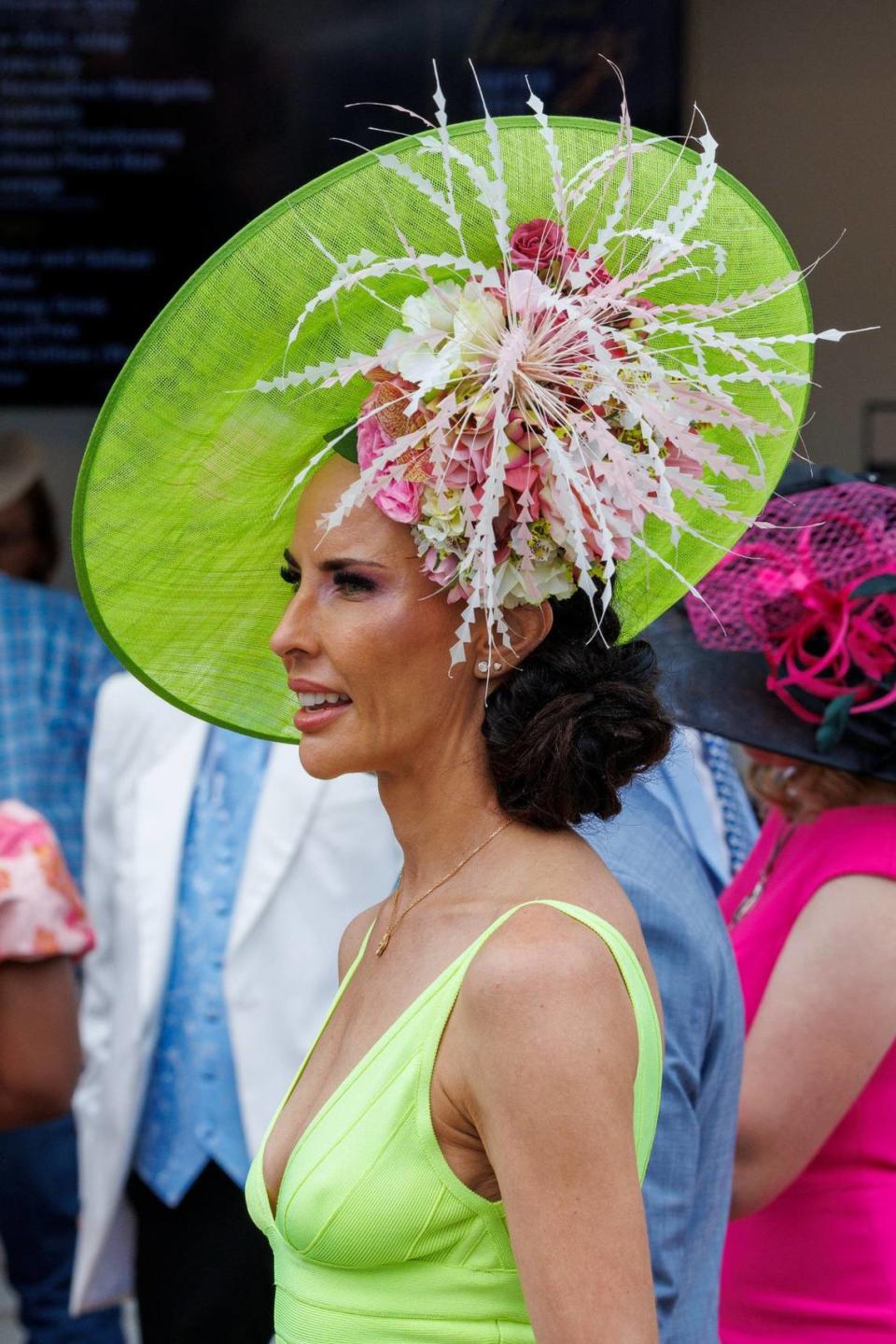 Hats were on display as fashion took center stage before the running of the 150th Kentucky Derby Saturday, May 4, 2024, at Churchill Downs in Louisville, Kentucky.