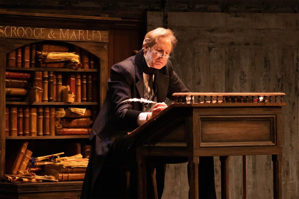 Ebenezer Scrooge (Paul Slade Smith) in a scene from ASF's production of "A Christmas Carol."