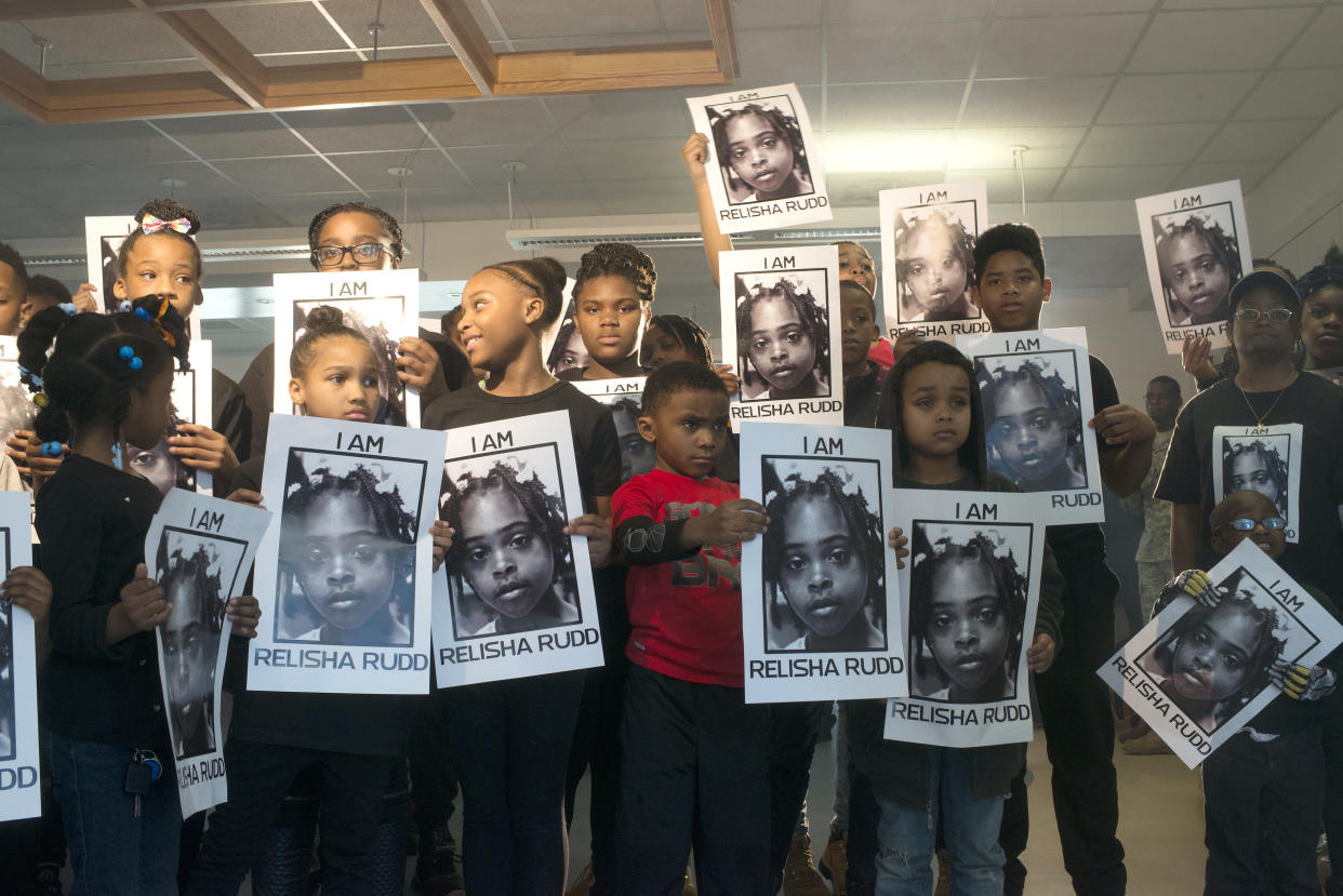 WASHINGTON DC FEBRUARY 27:
March 1st marks the 2nd anniversary of the disappearance of Relisha Rudd. Dozens of people and children within the community participate in a rememberance celebration of  Relisha Rudd is held at the Deanwood Recreation Center in Washington, DC on February 27, 2016. 
(Photo by Marvin Joseph/The Washington Post via Getty Images)
