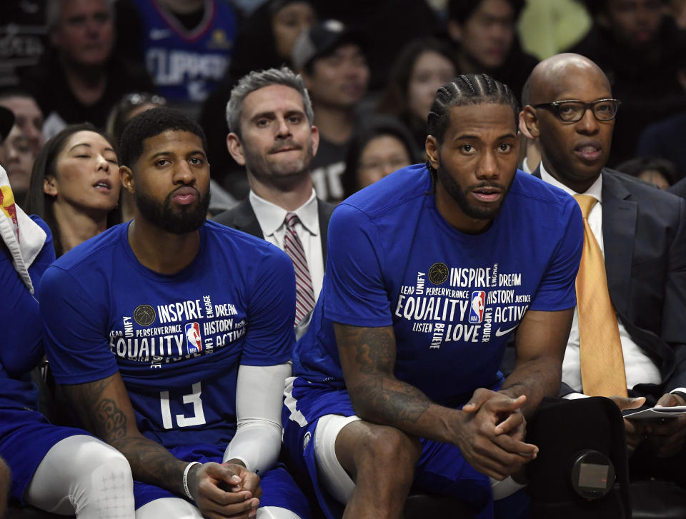 Paul George and Kawhi Leonard of the Los Angeles Clippers