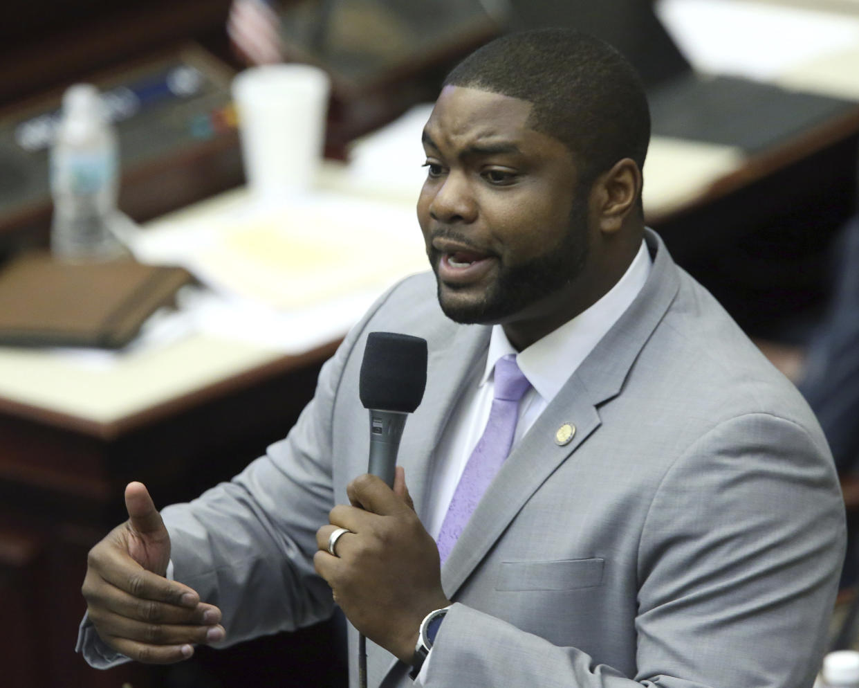 Rep. Byron Donalds, R-Naples, at the microphone during a Florida state legislative session.