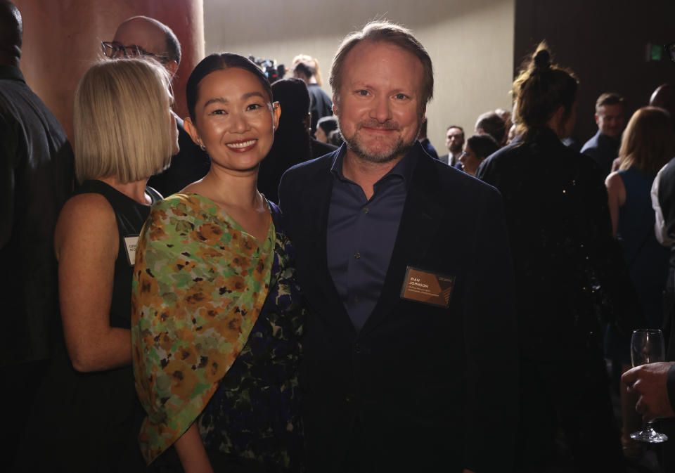 Hong Chau, left, and Rian Johnson attend the 95th Academy Awards Nominees Luncheon on Monday, Feb. 13, 2023, at the Beverly Hilton Hotel in Beverly Hills, Calif. (Photo by Willy Sanjuan/Invision/AP)