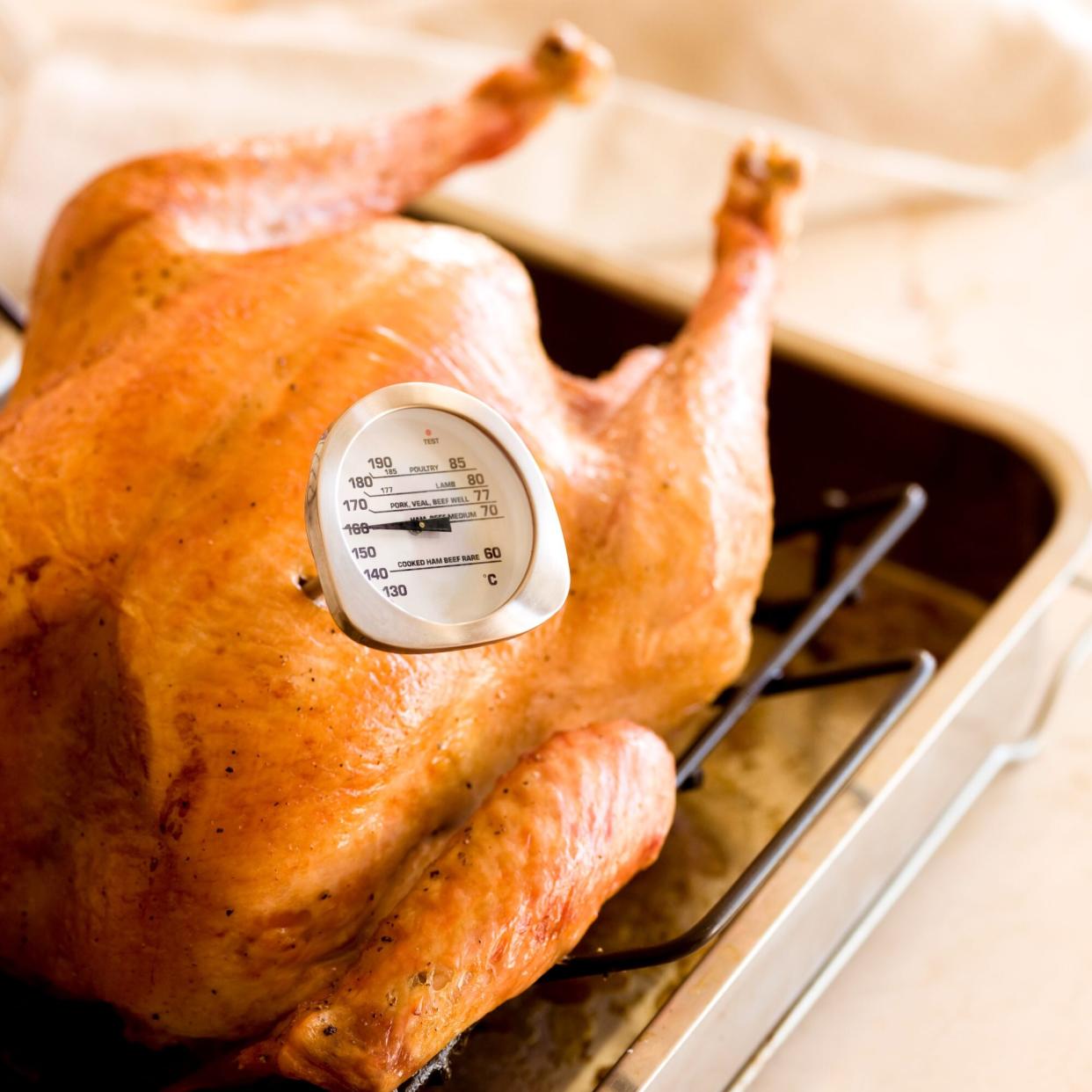 Roast turkey with thermometer