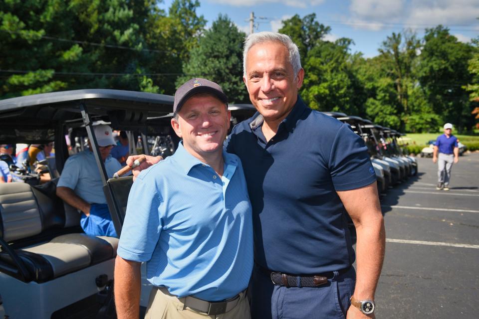 Doug Amanna and celebrity chef Geoffrey Zakarian pose for photos during the City Harvest charity event at Alpine Country Club in Demarest, Tuesday on 09/20/22. 