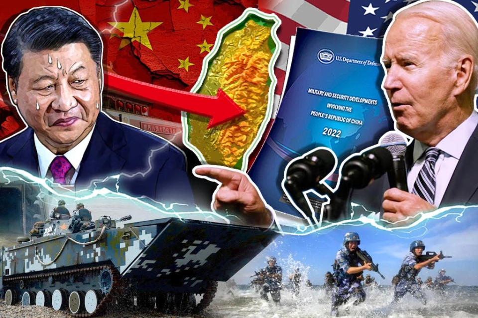 （圖片來源：中國軍網、Joe Biden TY 擷取、U.S. DepartmentofDefense；放言視覺設計部　傅建文）