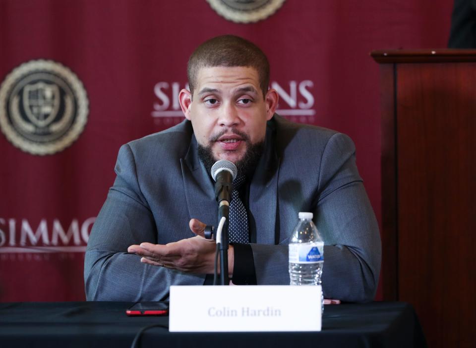 Colin Hardin, who works in the hospitality and food service industry, made comments during the Democratic primary mayoral debate at the Simmons College of Kentucky in Louisville, Ky. on April 12, 2022.  