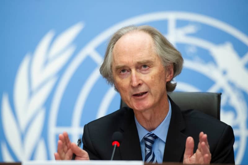 Geir Otto Pedersen, United Nations special envoy for Syria, speaks during a press conference at the UN's European headquarters. Violaine Martin/UN Geneva/dpa