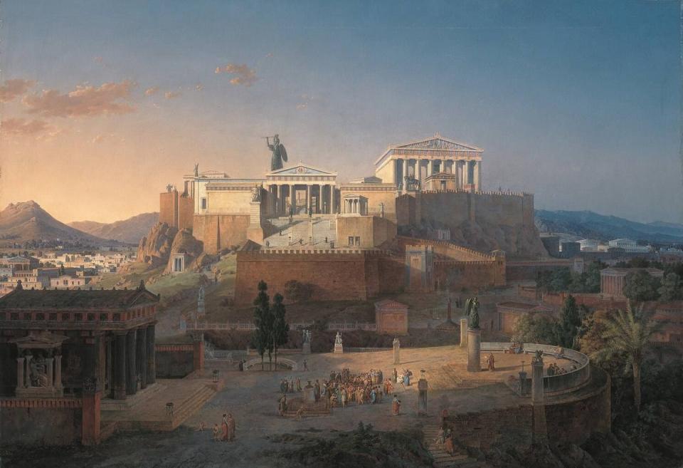 Ancient Athens was a thoroughly modern city in its large public funding needs. <a href="https://en.wikipedia.org/wiki/History_of_Athens#/media/File:Akropolis_by_Leo_von_Klenze.jpg" rel="nofollow noopener" target="_blank" data-ylk="slk:Leo von Klenze via Wikimedia Commons;elm:context_link;itc:0;sec:content-canvas" class="link ">Leo von Klenze via Wikimedia Commons</a>