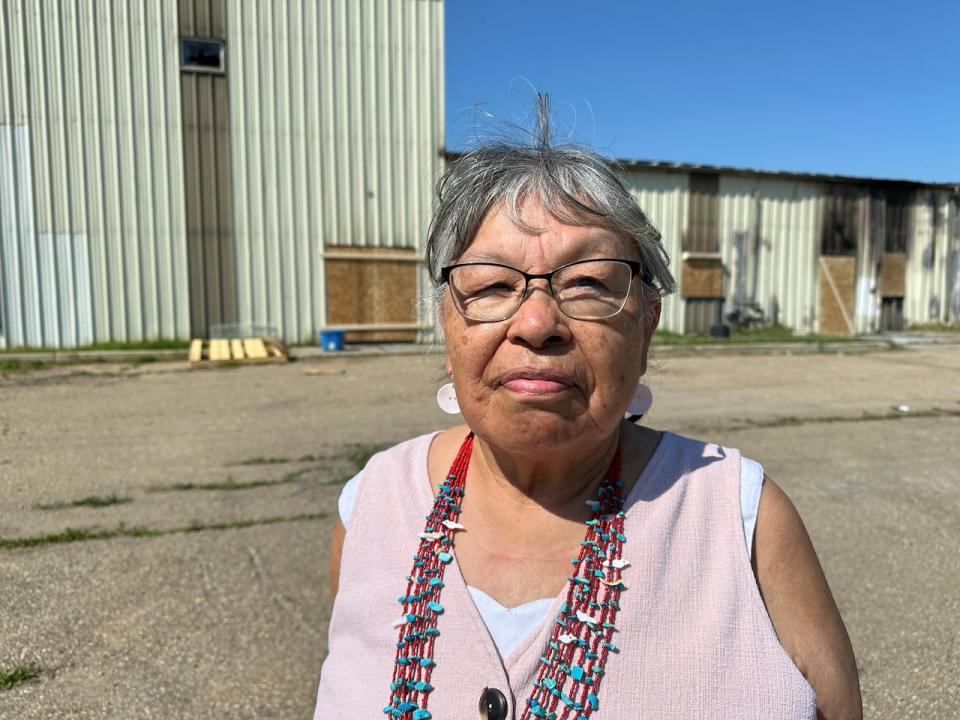 Elder Bernice Stoney says fire inside the Pigeon Lake Recreation Centre has destroyed her community's main gathering place.