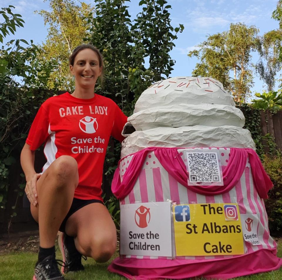 Anna Bassil is pictured with her cake costume (Anna Bassil/PA) (PA)