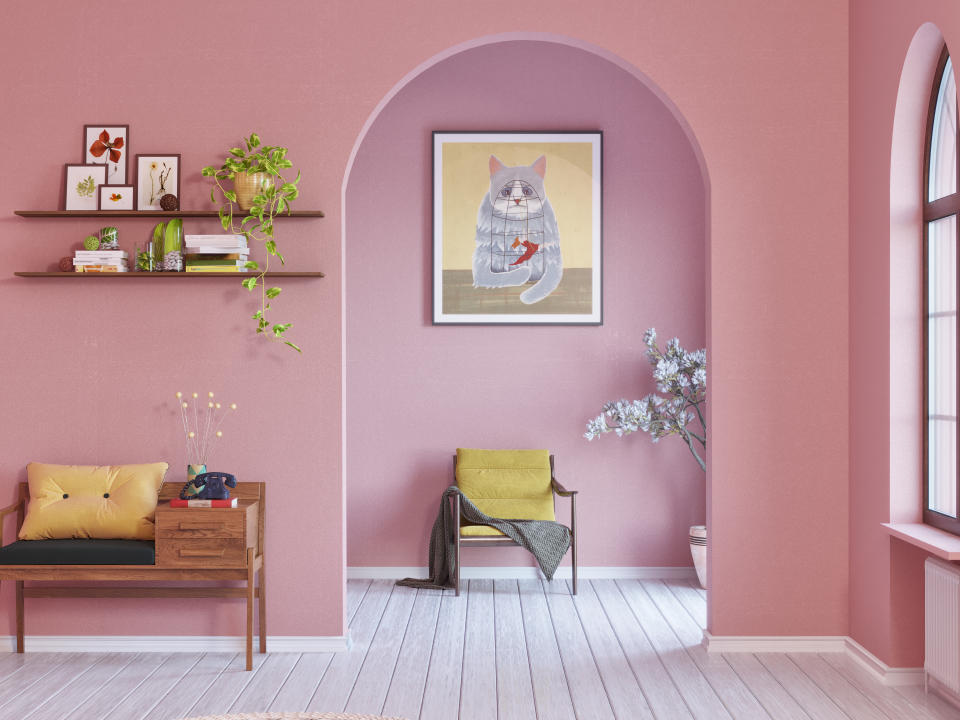 Colour drenching can make the wall feel never ending as it blends into one with the ceiling.