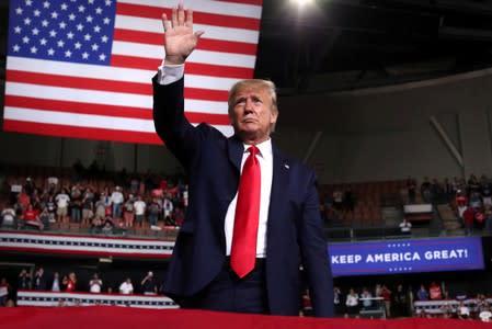 FILE PHOTO: U.S. President Trump rallies with supporters in Manchester, New Hampshire