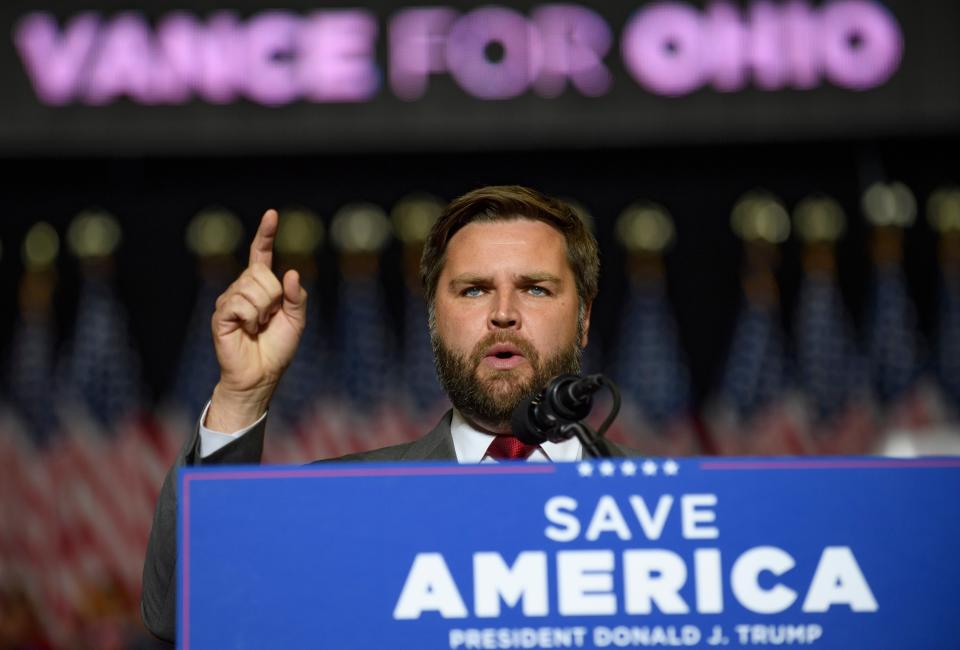 Ohio Republican Senate Nominee JD Vance speaks to supporters at a Save America Rally at the Covelli Centre (Getty Images)