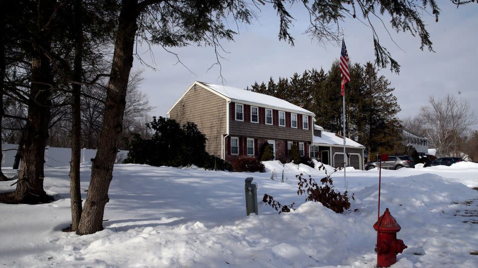 The body of Boston police officer John O'Keefe was found on January 29, 2022, near the fire hydrant outside this home on Fairview Road in Canton, Massachusetts. Canton residents have dueling theories about what happened that night. - Craig F. Walker/The Boston Globe/Getty Images