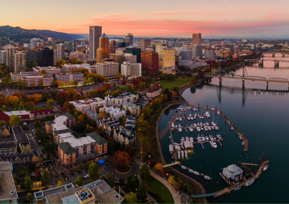 Sunset in Downtown Portland Oregon