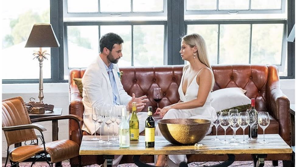 A potentially-juicy confrontation between Jessika and Cam wasn’t shown on last night’s ‘Married At First Sight’. Photo: Channel Nine