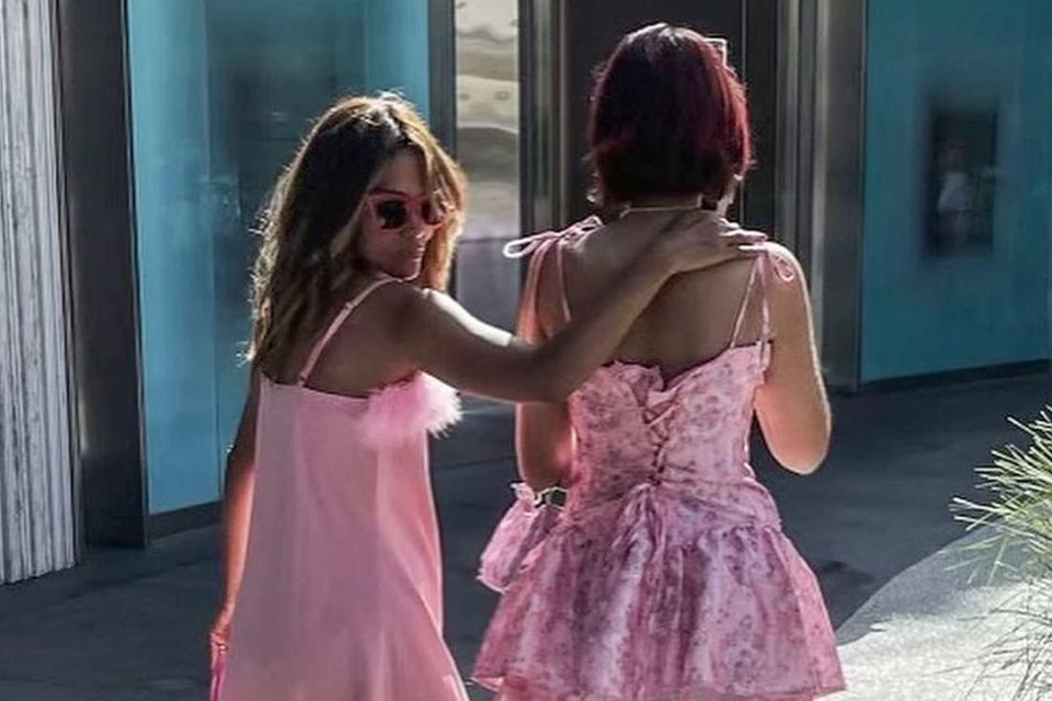 <p>Halle Berry/ Instagram</p> Halle Berry and her towering daughter Nahla Aubry wear matching pink to the World of Barbie in Santa Monica.