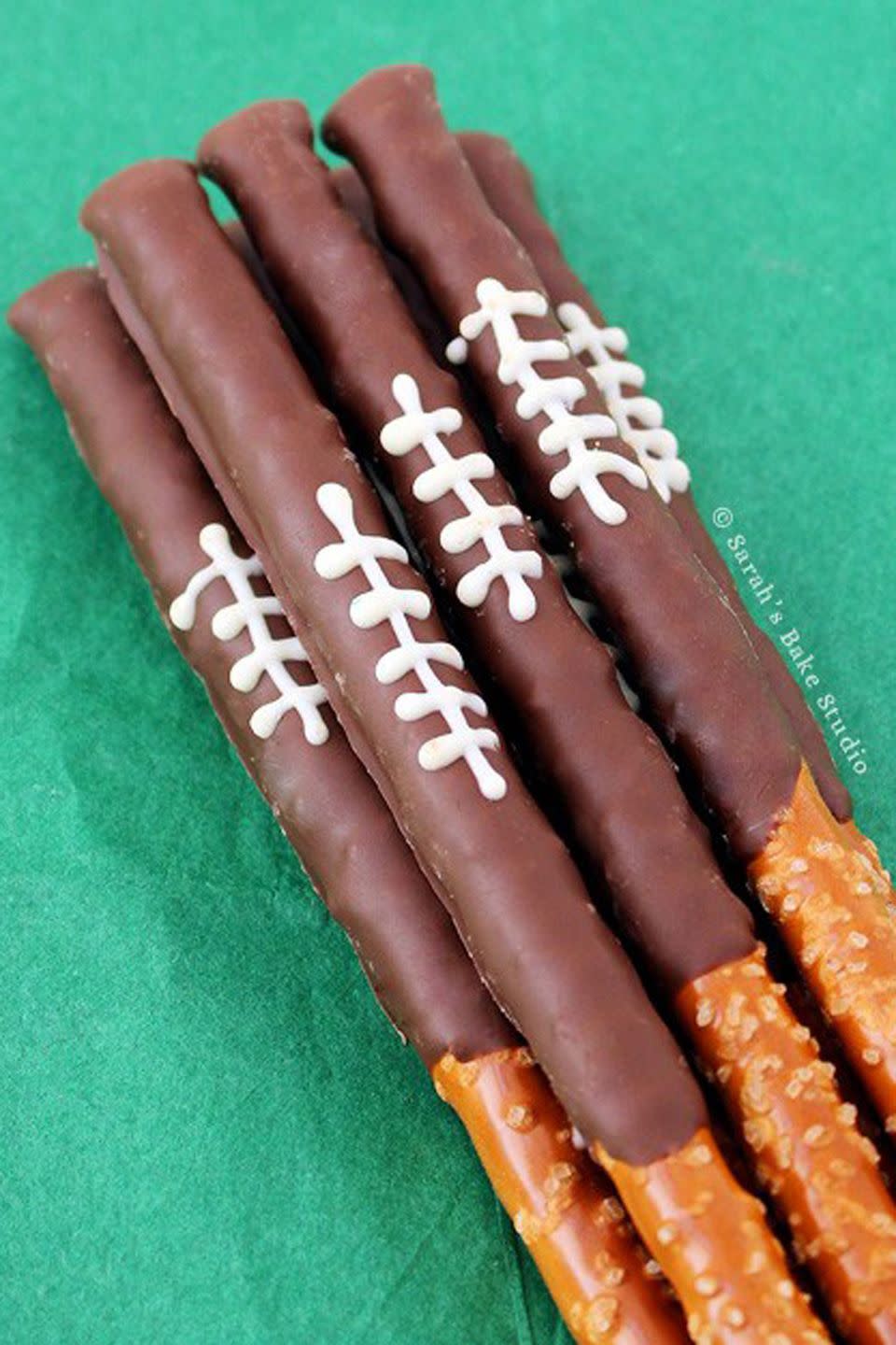 Chocolate Football Pretzel Rods