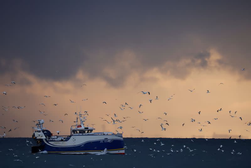 FILE PHOTO: On board the French fishing vessel Nicolas Jeremy in the North Sea