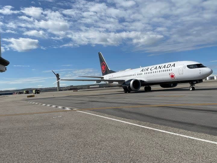 The Air Canada Flight AC997 from Mexico City to Vancouver diverted to Boise as a precautionary measure on April 9 after the pilots received a warning sign. (Boise Airport/Facebook - image credit)