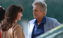 Michael Douglas and Mary Steenburgen are seen on the set of the movie 'Las Vegas on October 22, 2012 in Las Vegas, Nevada