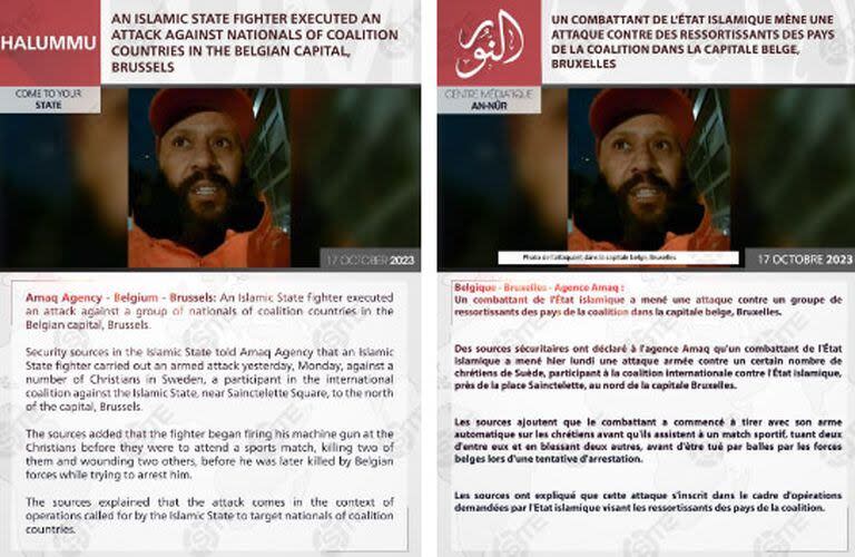 Los mensajes de Estado Islámico sobre el atentado en Bruselas en inglés y en francés