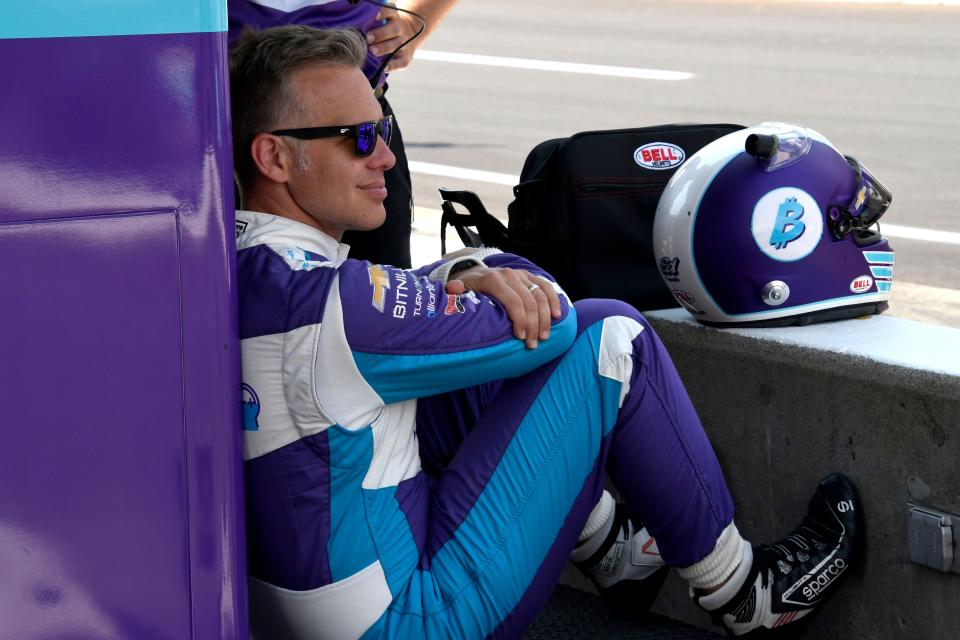 Ed Carpenter Racing driver Ed Carpenter (33) sits by his pit box Friday, May 20, 2022, during Fast Friday practice in preparation for the 106th running of the Indianapolis 500 at Indianapolis Motor Speedway