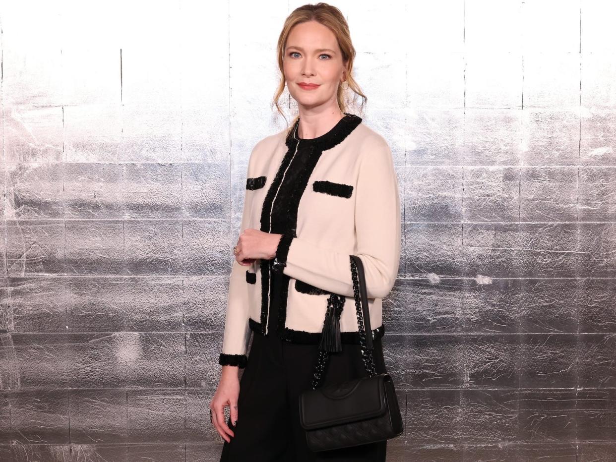 Sarah J. Maas attends a Tory Burch show during New York Fashion Week in February 2024.