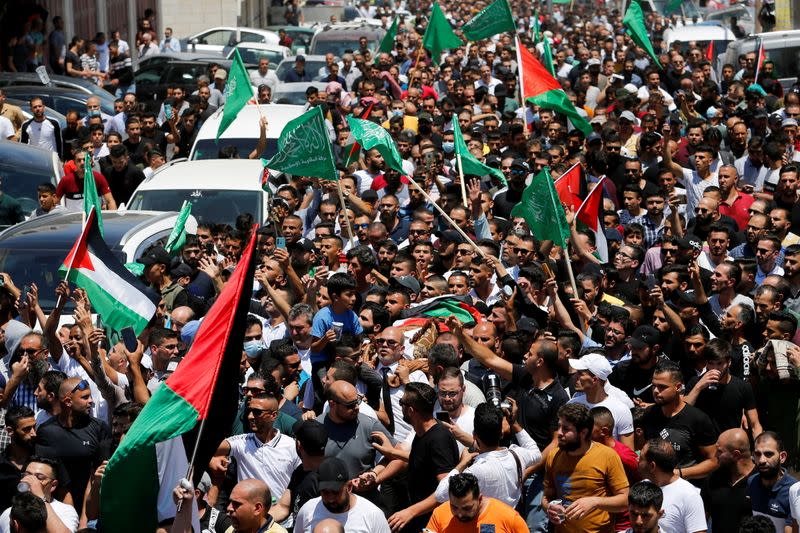 Funeral of Palestinian critic Nizar Banat in West Bank