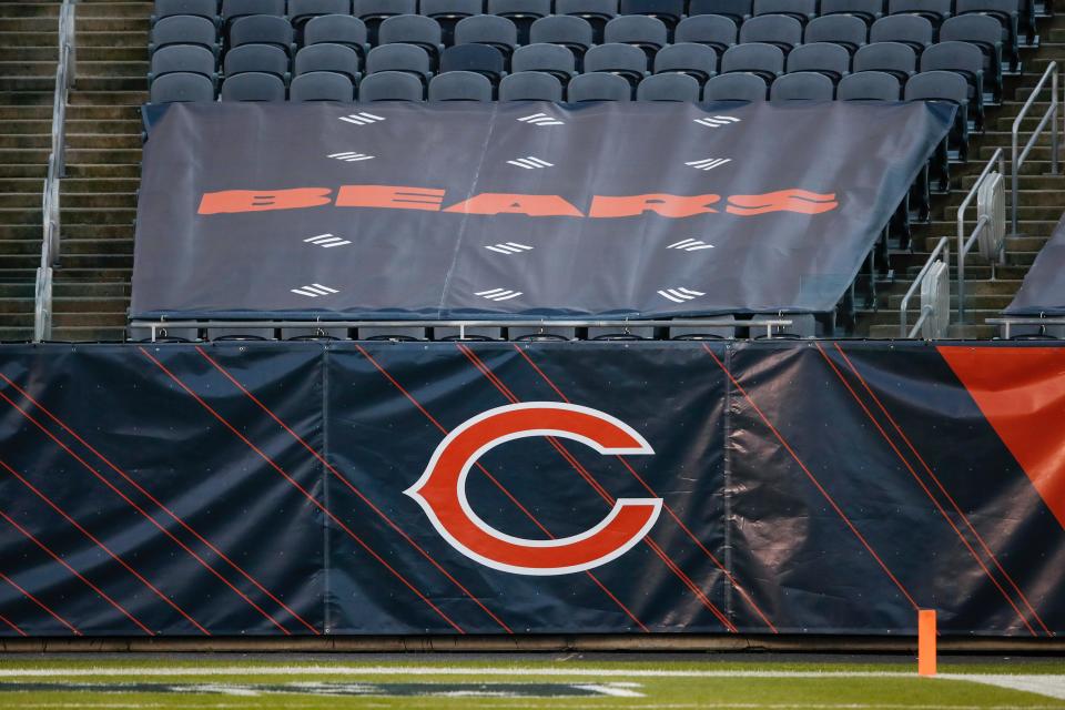 Chicago Bears logo at Soldier Field.