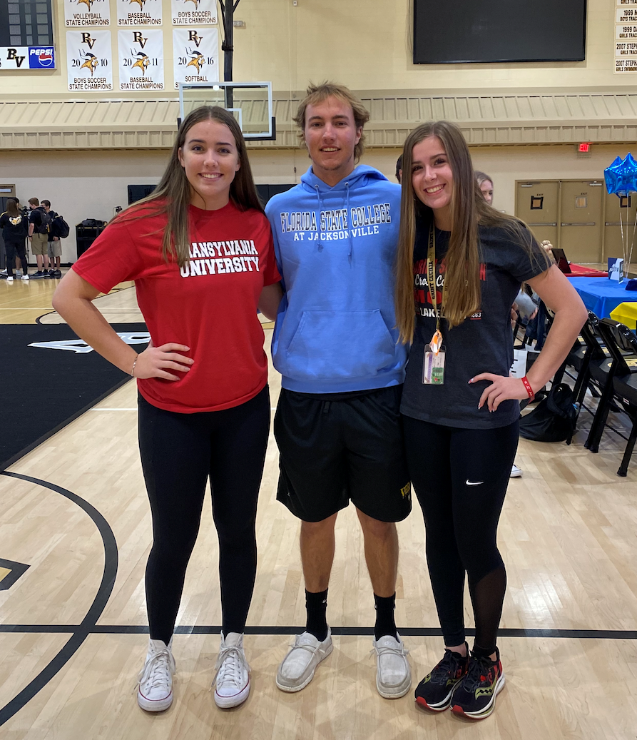 Bishop Verot's Morgan Crawford (Transylvania University, Volleyball), Dylan Peck (Florida State College at Jacksonville, Baseball) and Madison Thomas (Florida Southern College, Cross Country & Track) all signed their National Letters of Intent during a ceremony on Wednesday, Feb. 2.