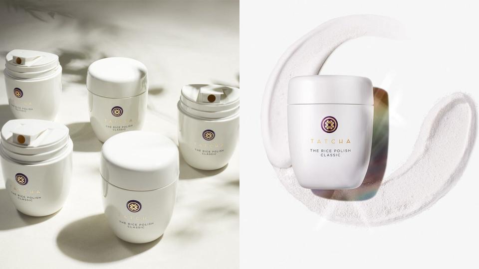 Exfoliate the skin with the Tatcha The Rice Polish.