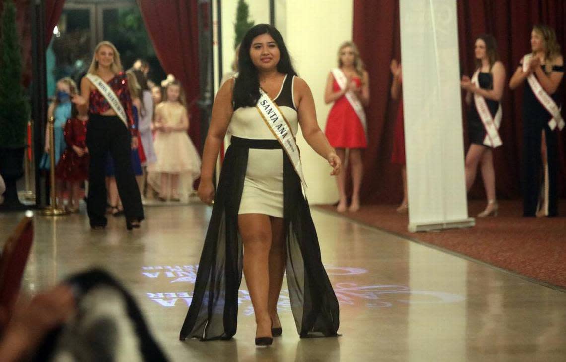 Miss Santa Ana Mitzi Abasto is introduced duirng the Jan. 13, 2023 Miss California Volunteer red carpet ceremony at the Bankers Ballroom in downtown Fresno.