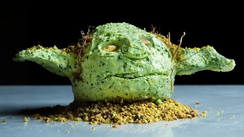 Yoda-shaped cheese ball